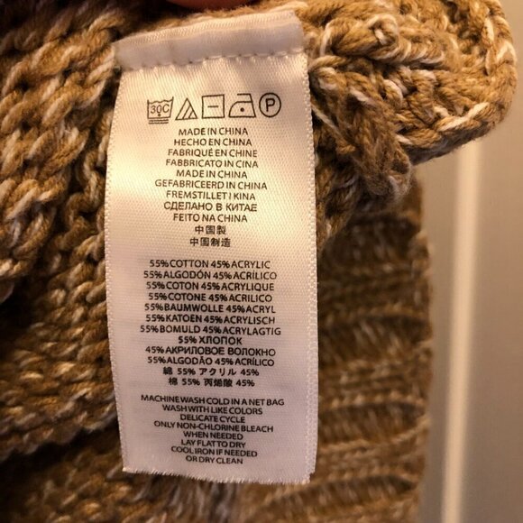 MICHAEL KORS Knit Poncho Cape Sweater Zip Up Cardigan Beige Tan Size S - Picture 13 of 15